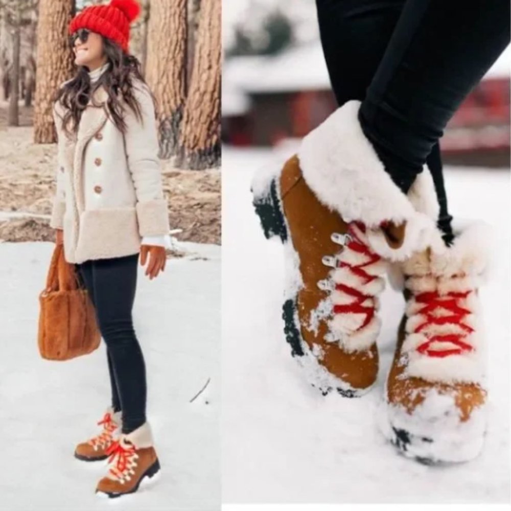 J. Crew Brown and Red Winter Boots